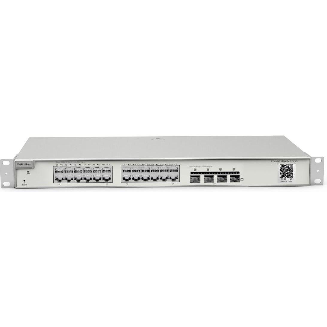 Ruijie SWITCH REYEE RG-NBS3200-24GT4XS-P, L2 Managed Switch mit 24 Gigabit Ports, Cloud-Managed, PoE Unterstützung, Grau