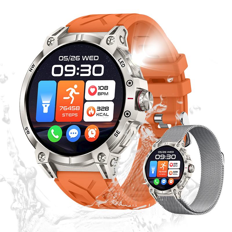 Valdus Robust Telefonfunktion Fitness-Tracker Smartwatch, 1.8 Zoll, Android/iOS, IP68, über 100 Sportmodi, Anruffunktion, Luxus-Armbanduhr