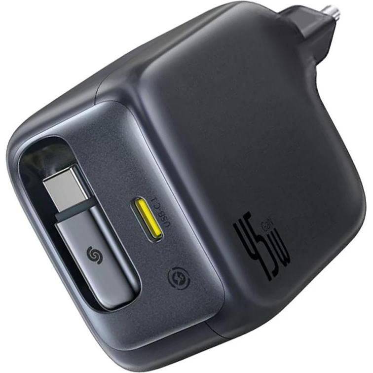 Baseus EnerCore CJ11, Ladegerät mit 45W Leistung und ausziehbarem 80 cm USB-C-Kabel, Schwarz