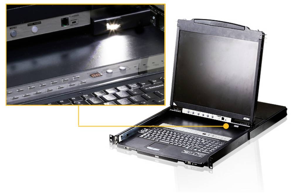 ATEN CL5808N F KVM-Umschalter mit 19 Zoll LCD-Monitor, USB & PS/2 Unterstützung, bis zu 8 Computer steuerbar