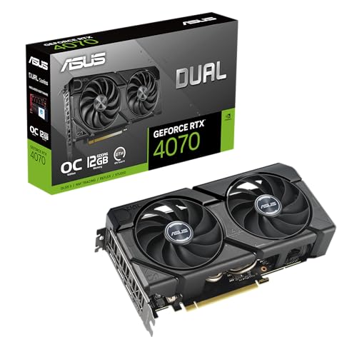 ASUS Dual GeForce RTX 4070 EVO OC Edition 12GB GDDR6 Gaming Grafikkarte (Nvidia GeForce RTX4070 DLSS 3, 475 AI Tops, Small Form Factor, PCIe 4.0, 1x HDMI 2.1a, 3X DisplayPort 1.4a)