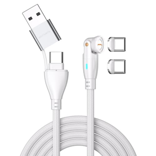 4smarts USB-C/A Magnetkabel 541236, 180 cm Nylon-ummantelt, weiß
