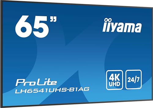 iiyama Prolite LH6541UHS-B1AG 164cm 64.5" Digital Signage Display VA LED Panel 4K UHD HDMI RS-232c RJ45 USB2.0 Mediaplayer 24/7 schwarz