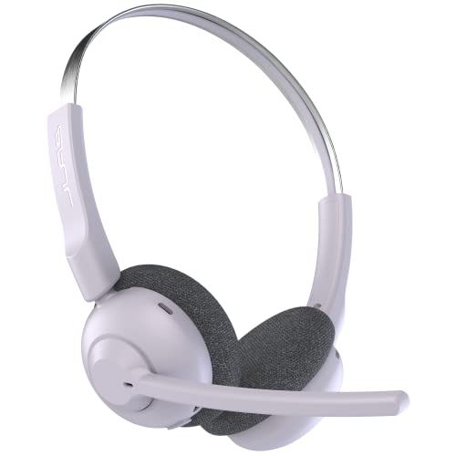 JLab Go Work Pop Wireless Headset mit Mikrofon: 50+ Std. Wiedergabezeit, Kopfhörer mit Mikrofon und Multipoint-Verbindung, Kabellos oder mit Kabel für PC & Handy, Bluetooth-Headset für Büro, Lila