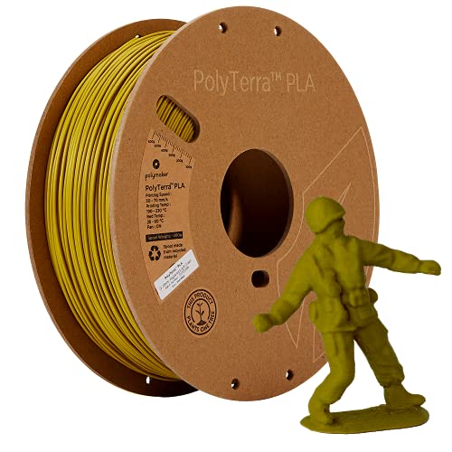Polymaker PolyTerra PLA Army Light Grün, 3D-Druckfilament, biobasiert, 1.75mm, 1kg, hohe Druckqualität und Nachhaltigkeit