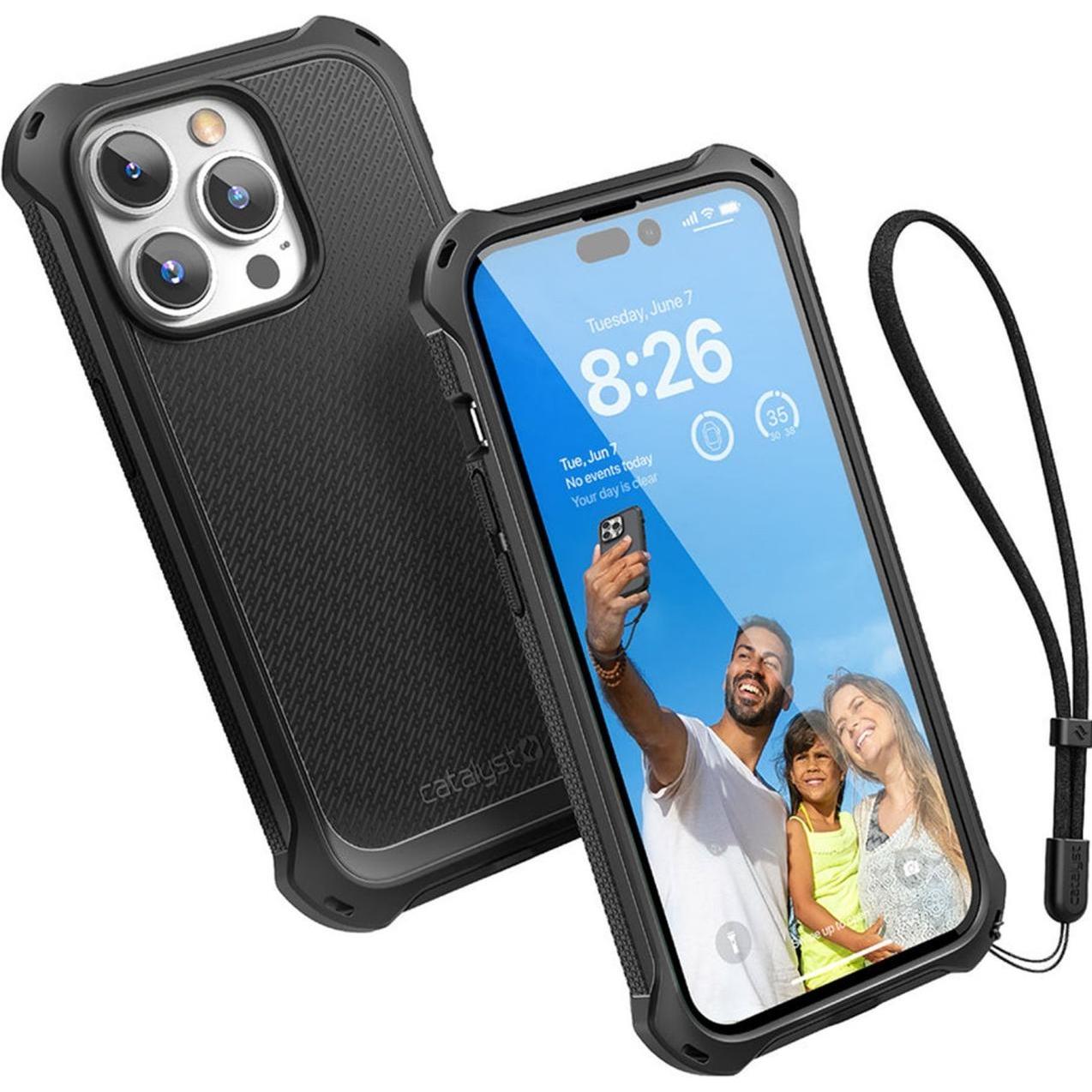 Catalyst Crux MagSafe Case für Apple iPhone 14 Pro, schwarz, MIL-STD 810G geprüfte Smartphone Hülle mit erhöhten Kanten und Vier-Punkt-Befestigungssystem