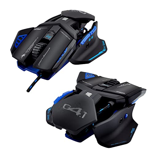 Dragonwar G4.1 Phantom 9500 DPI ergonomische und anpassbare RGB-Gaming-Maus mit 7 Tasten - Scroller und kostenloses XL-Mousepad - Zweihändig. Blau.