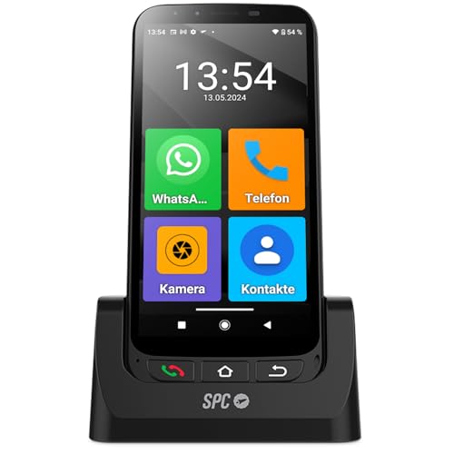 SPC Zeus 4G Pro + Gehäuse - Smartphone für Senioren | 4GB RAM, 64GB ROM, Android 11, 13MP Kamera, Ladestation, 5,5", Schwarz