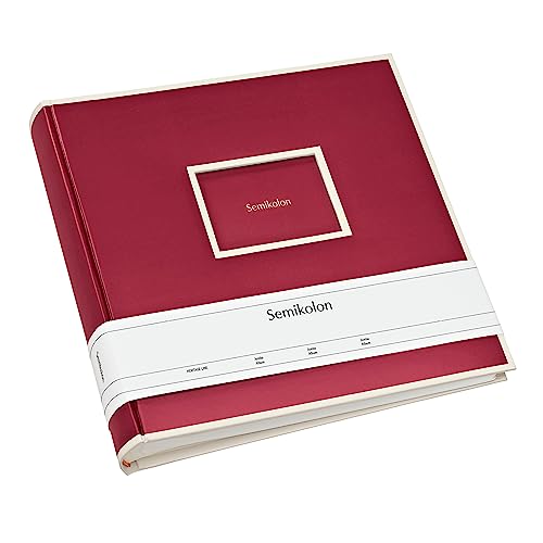 Semikolon 350197 Jumbo Album – 30x30 cm, 100 Seiten cremefarben, für 10x15 Fotos, Pergaminpapier – burgundy dunkel-rot