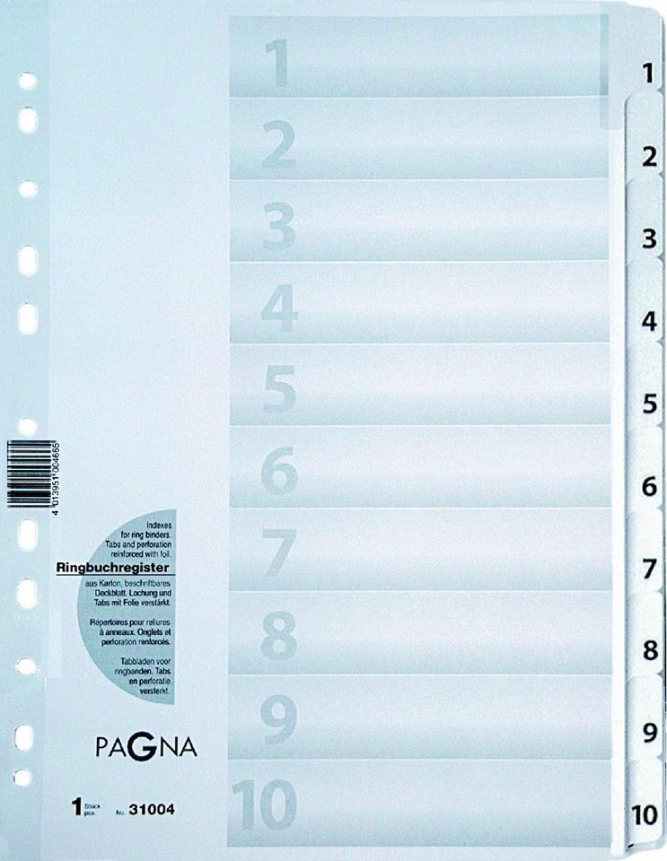PAGNA Aktenordner, 10-teiligen Register, weiß