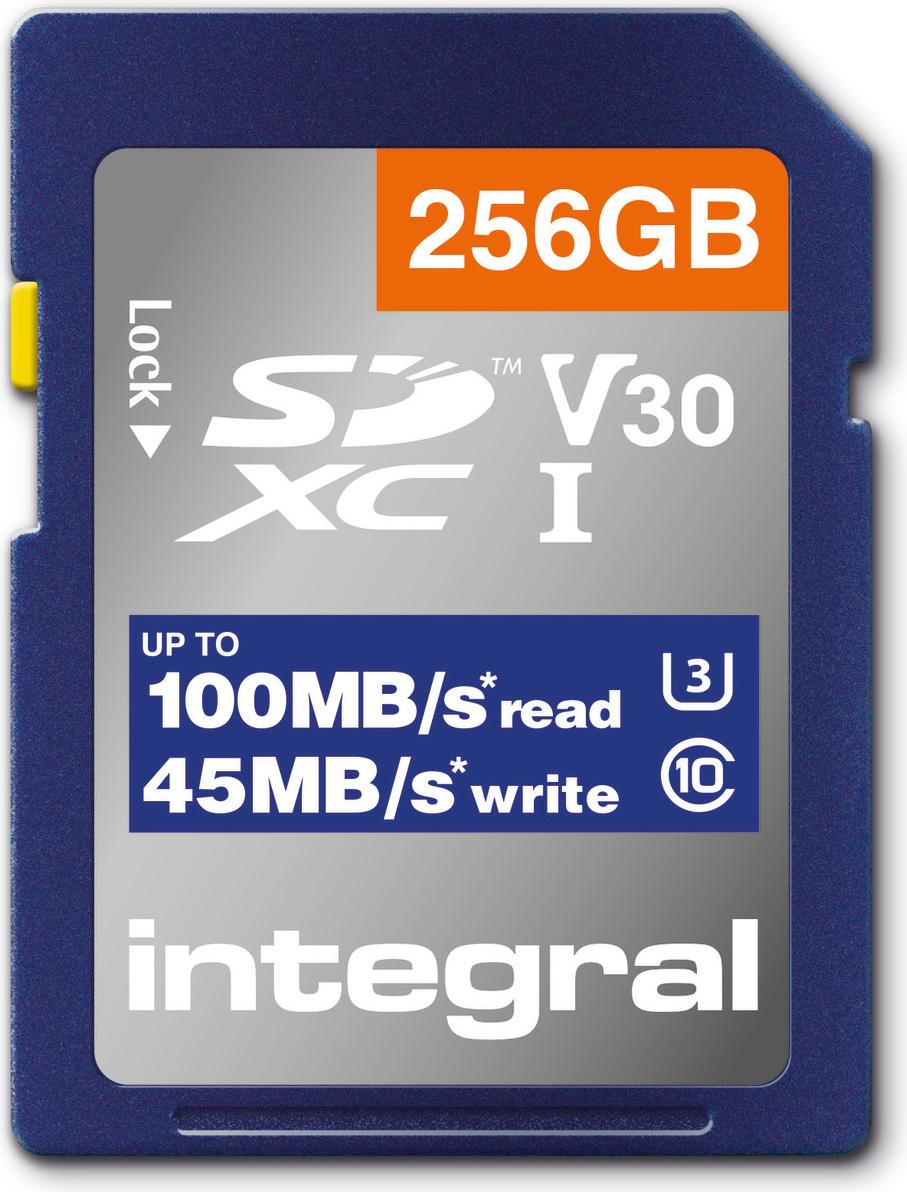 Integral INSDX256G100V30 256GB SD CARD SDXC UHS1 U3 CL10 V30 UP TO