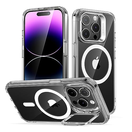 ESR iPhone 14 Pro Hülle, MagSafe kompatibel, mit HaloLock Ständer, Militärnorm Schutz, Kamera Ringständer, Kratzfeste Rückseite, Klar