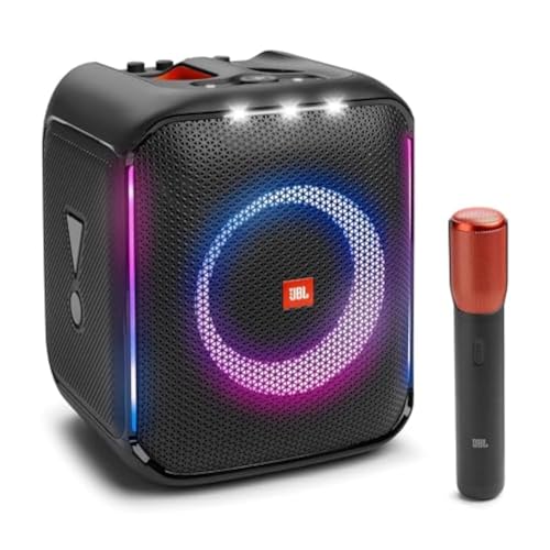 JBL PartyBox Encore Essential Bluetooth-Lautsprecher mit Lichtshow, spritzwassergeschütztem Design und 10 Stunden Spielzeit, schwarz