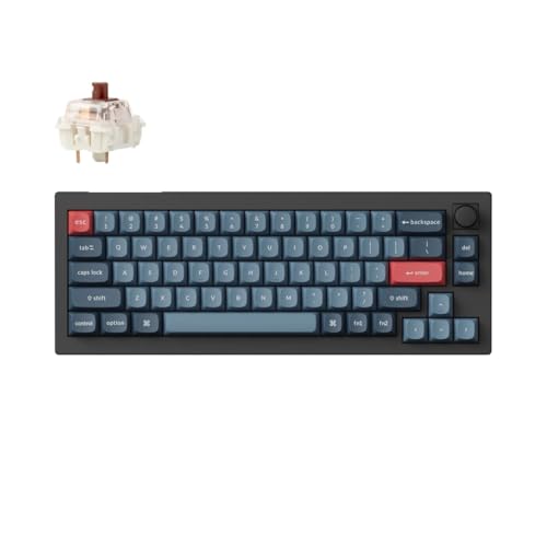 Keychron V2 Max Kabellose Mechanische Tastatur 65%, 2.4 GHz/Bluetooth 5.1/USB, RGB mit QMK/VIA Programmierbarem Knopf, Hot-Swappable Gateron Brown, Gasket Mount für Mac Windows Linux - Schwarz