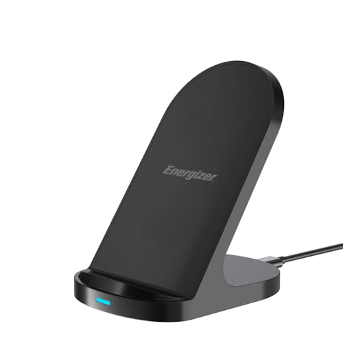 Energizer WCP108, Kabelloses Ladegerät 15W mit Standfunktion, Qi Ladestation mit USB-C Dual-Spulen, Schnellladefunktion, vertikal & horizontal nutzbar für Smartphones & Zubehör