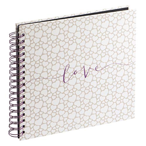 Hama Fotoalbum 28x24 cm (Spiral-Album mit 40 schwarzen Seiten, Fotobuch zum Selbstgestalten und Einkleben, Hochzeitsalbum für bis zu 80 Fotos im Format 10x15 cm) beige/weiß