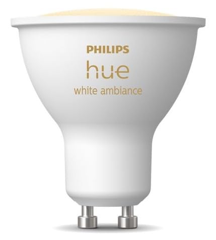Philips Hue GU10 smarte Lampe, einstellbares warm- bis kaltweißes Licht, 1er-Pack, Bluetooth kompatibel, Sprachsteuerung mit Alexa, Apple Home und Google Assistant