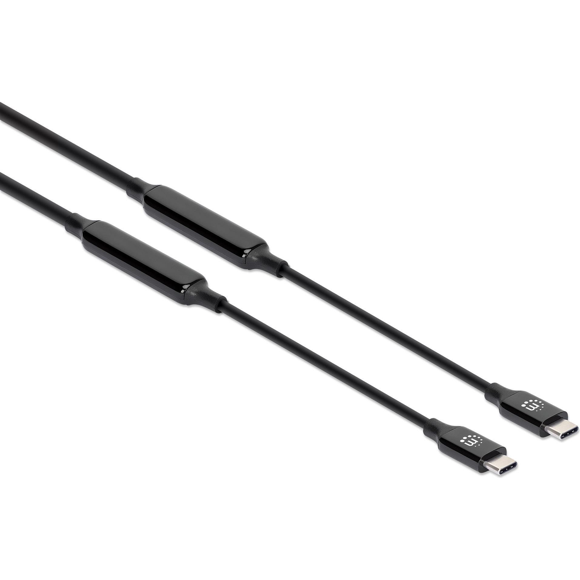 Manhattan USB 3.2 Gen 2 Aktives Typ-C Kabel, 5 m, 10 Gbps, Power Delivery Unterstützung, schwarz