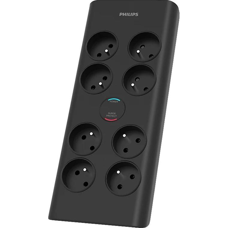 Philips Steckdosenleiste SPN7080BA/60, Überspannungsschutz mit 8 AC Steckdosen und 2 m Kabel, schwarz