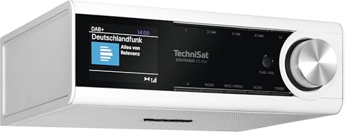 TechniSat DIGITRADIO 23 ASA, Küchen Unterbauradio mit DAB+, UKW, Automatic Safety Alert, Bluetooth Streaming, dimmbarem TFT Farbdisplay, weiß