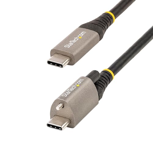 StarTech.com USB-C Kabel 50 cm mit Schraubverriegelung, 10 Gbps, 100W Power Delivery, DP Alt Mode, Grau/Schwarz