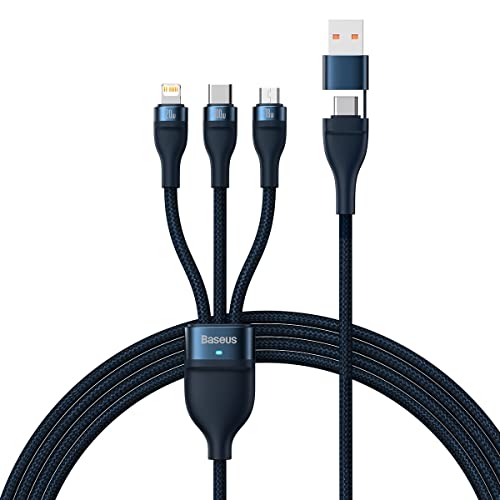 Baseus Flash Series II 100W 3-in-1 USB Kabel, Typ C/A zu C/Lightning/micro USB, 1,2m, Blau