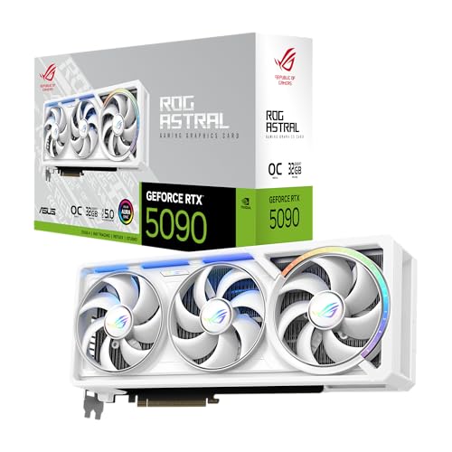 ASUS ROG Astral GeForce RTX 5090 White OC, Grafikkarte mit 32 GB GDDR7-Speicher, 8K UHD, aktive Kühlung
