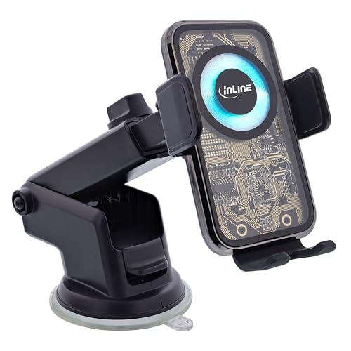 InLine ONE TOUCH QI 2, KFZ Smartphone Halterung mit Wireless Charger und smarten Sensoren, Mehrfarbig