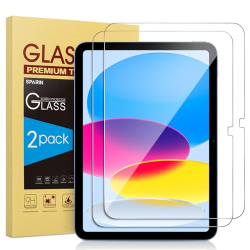 SPARIN Schutzfolie 2 Stück für iPad 11/10. Generation, 11 Zoll (A16) 2025 / 10,9 Zoll 2022, 9H Härte, kratzfestes, gehärtetes Glas, HD-Klarheit