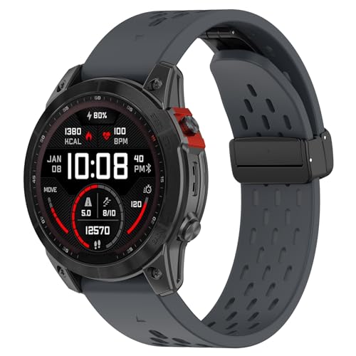 INF Armband für Garmin Epix Pro 47 mm / Fenix 7 / Fenix 7 Pro, 22 mm Silikon-Uhrenarmband, wasserdicht, atmungsaktiv mit Schnellverschluss-Design