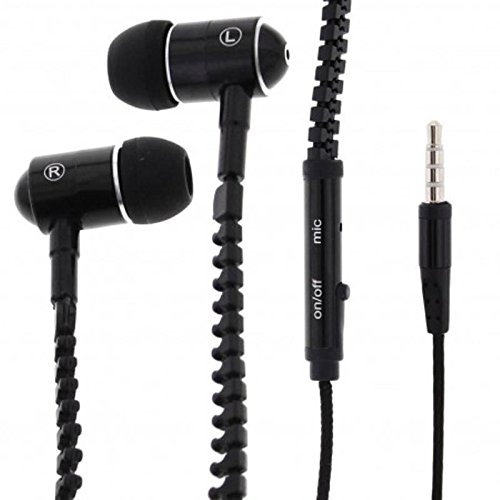 World Smartphones Kopfhörer mit Reißverschluss für Sony Xperia Tipo, Schwarz