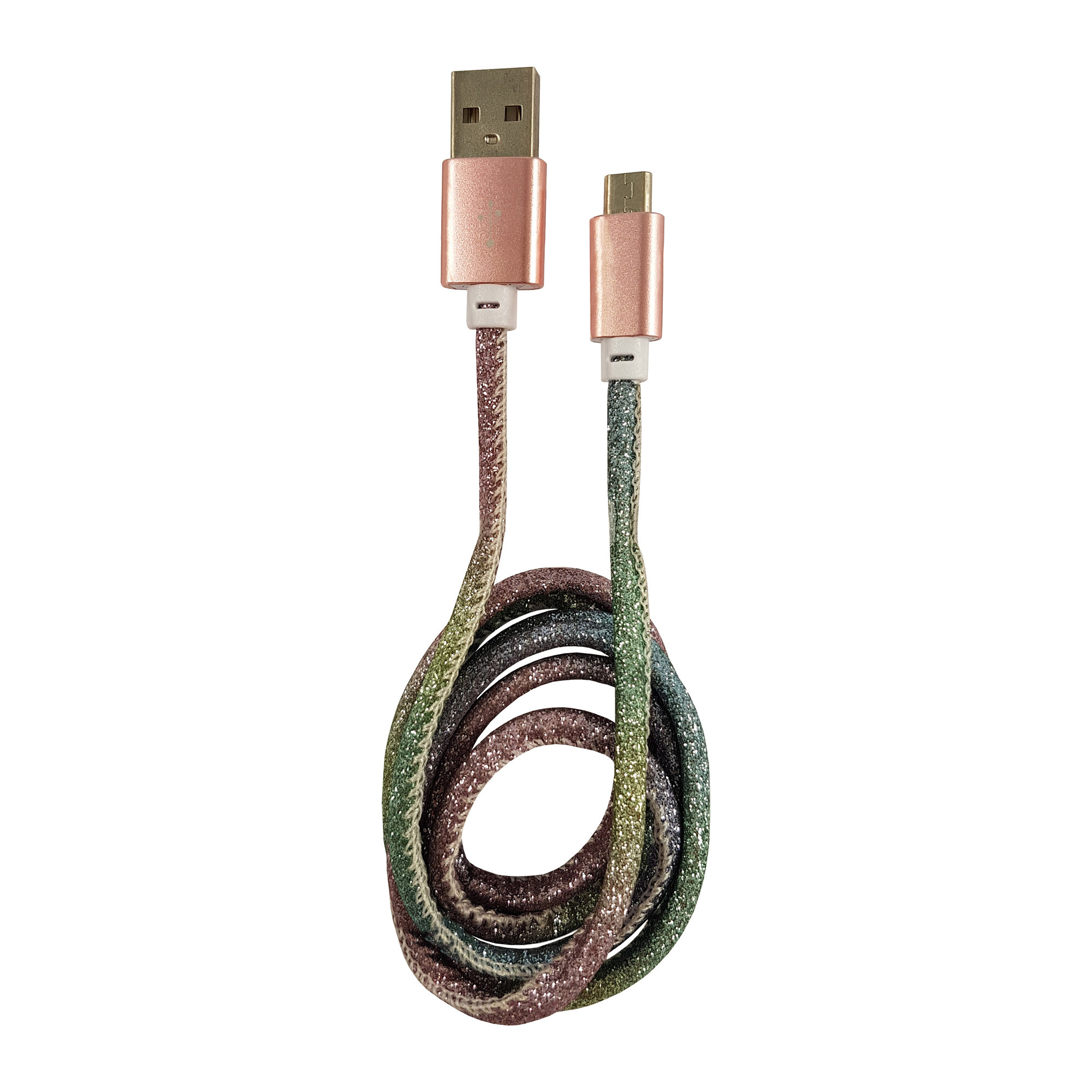 LC-Power LC-C-USB-MICRO-1M-4 USB A zu Micro-USB Kabel, 1m, Disco-Glitzer, USB 2.0 Schnellade- und Datenkabel, max. 2A