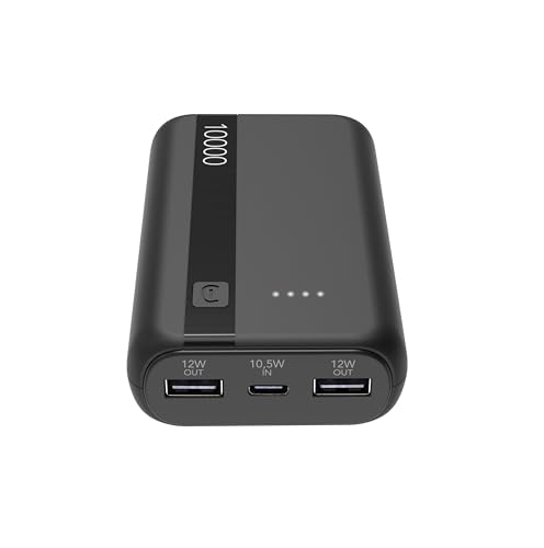 Cellularline Power Bank 10000 Black (60934), Lithium-Ion, Schwarz