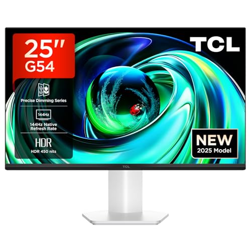 TCL 25G54, 25″ Mini-LED Gaming Monitor, Full-HD, 144Hz, IPS-Panel, 450 Nits, VESA Display HDR 400, 93% DCI-P3, Flimmerfrei & Low Blue Light, TÜV Rheinland-zertifiziert