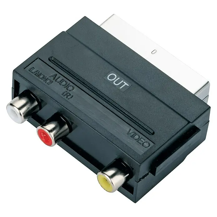 Schwaiger Video-AV-Adapter OUT, 1 x Scart-Stecker, 3 x Cinch-Kupplung für Audio-/Videoübertragung