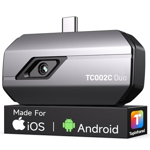 TOPDON TC002C Duo Wärmebildkamera, 512×384 TISR-Superauflösung, USB-C, 25Hz, -20°C bis 550°C, für Gebäudeinspektionen, Fahrzeuge, Leckagen, HLK