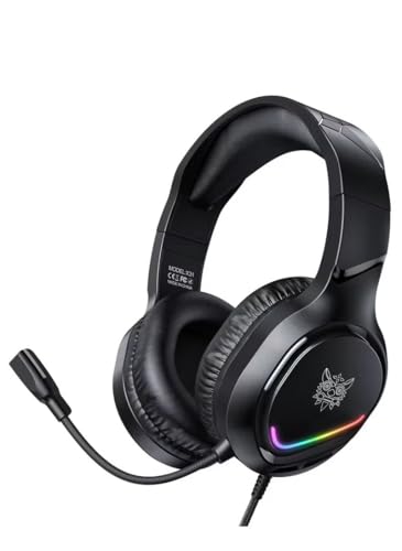 ONIKUMA X31, Kabelgebundene Gaming-Kopfhörer mit RGB-Beleuchtung, Surround-Sound und integriertem Mikrofon für PC und Xbox