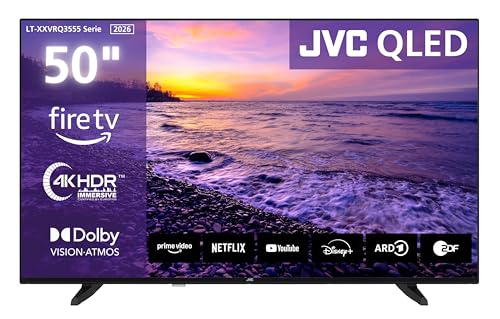 JVC LT-50VRQ3555, 50 Zoll 4K QLED Smart TV mit Dolby Vision HDR, Dolby Atmos, Alexa Sprachsteuerung und Triple Tuner