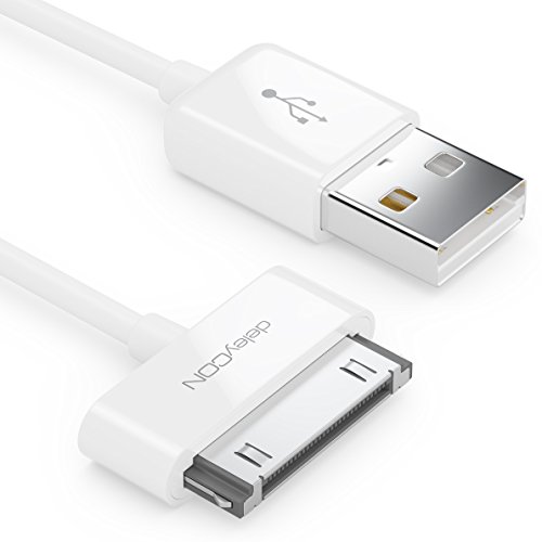 deleyCON 30-Pin USB Ladekabel Dock Connector, 0,5m, kompatibel mit iPhone 4s/4/3Gs/3G, iPad, iPod - Weiß