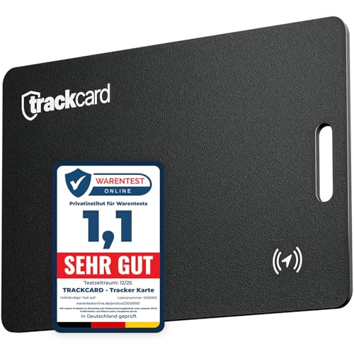 TRACKCARD TRACKCARD® Tag AirTag Alternative Karte, wiederaufladbar, ultra-slim, 105 dB Lautstärke, kompatibel mit Apple Wo Ist & Find My (iOS) für Geldbeutel