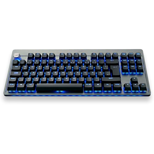 Mountain Everest Core - aufrüstbare High-End mechanische Gaming-Tastatur mit RGB-Beleuchtung, Hotswap, Cherry MX Switches und geschmierten Stabilisatoren (DE Layout, MX Silent Red, Grau)