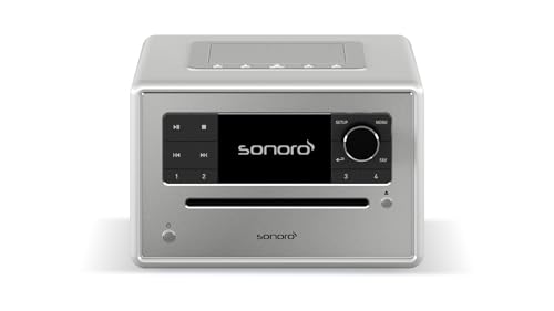 sonoro Elite Internetradio mit CD-Player & Bluetooth, DAB+, WLAN, Duale Weckfunktion, Silber