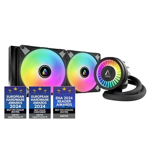 ARCTIC Liquid Freezer III 280 A-RGB - Wasserkühlung PC, AIO CPU Wasserkühler, PWM-gesteuerte Pumpe, 200–1900 RPM, LGA1851 und LGA1700 Contact Frame - Schwarz