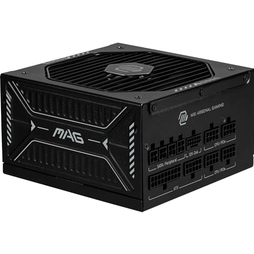 MSI MAG A850GLS PCIE5, 850 Watt ATX Netzteil mit 80 PLUS Gold-Zertifizierung, modularer Kabelmanagement, Schwarz