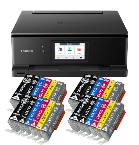 IC-Office TS8750, Tintenstrahl Multifunktionsdrucker 3-in-1 mit Duplex, WLAN, AirPrint, SD-Karten Slot, schwarz + 24 XXL Tintenpatronen