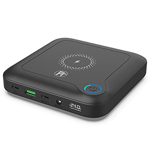 FeinTech PLG02400 Laptop Powerbank 60W PD USB-C und DC Anschluss 24000mAh, 10W Wireless Charging, schwarz