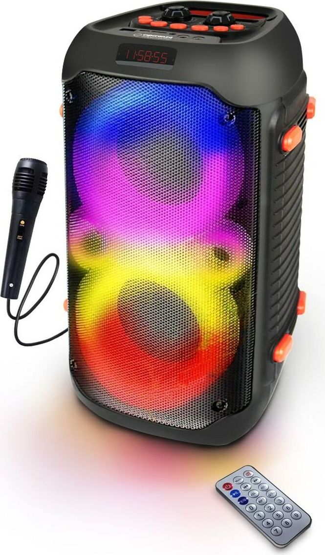 Esperanza EP156 BT FM LED RGB KARAOKE Lautsprecher schwarz 20W, Bluetooth-Lautsprecher