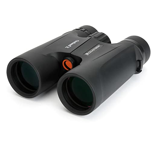 Celestron 71347 10 x 42 Outland X-Fernglas, Schwarz - Mehrfach vergütete Linsen, BaK-4 Prismen, Wasserdicht, Gummischutzabdeckung, Dreh-Schiebeaugenmuscheln