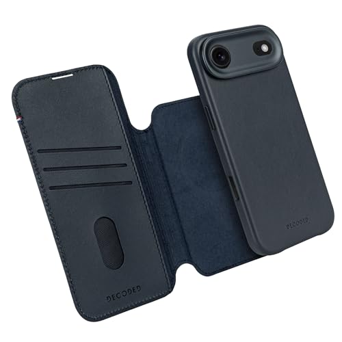 Decoded 2-in-1 Lederhülle für iPhone 17 Air, abnehmbare Wallet aus Premium ECCO Leder, MagSafe-kompatibel, Fallschutz, kratzfest, Blau