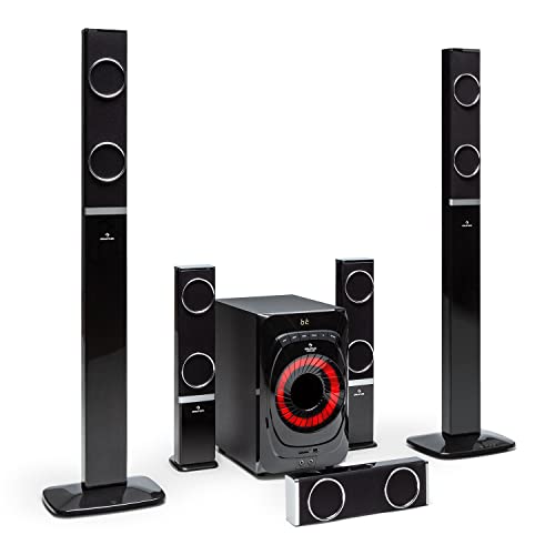 auna Areal 825 5.1 Soundsystem, 5.1 Heimkinosystem mit 200 Watt RMS, 8" Subwoofer, Bluetooth, USB, SD, AUX, inkl. Fernbedienung